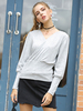 Damen Pullover Grau Langarm Polyester Casual Sweater