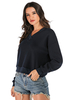 Damen Pullover Königsblau V-Ausschnitt Langarm Baumwolle Pullover Shirt