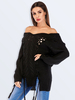 Damen Pullover Pullover Schwarz Kordelzug mit langen Ärmeln Kordelzug Acrylpullover