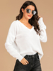 Damen Pullover Pullover Weiß V-Ausschnitt Langarm Polyester Winterpullover