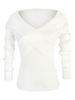 Damen Pullover Weiß Langarm Polyester Freizeitpullover