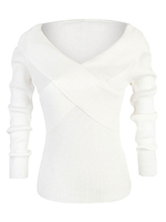 Damen Pullover Weiß Langarm Polyester Freizeitpullover