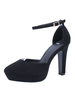 Damen Pumps Ankle Strap Almond Toe Chunky Heel Chic Schwarz Ankle Strap Heels