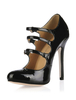 Damen Pumps aus Lackleder mit Riemchen und High-Heels