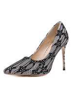 Damen Pumps Chic Black Pointed Toe Leder Spitze Upper Stiletto Heel