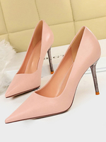Damen Pumps Chic Pink Leder Pointed Toe Stiletto Heels