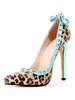 Damen Pumps High Heels Leopardenmuster Pfennigabsatz Nieten Übergrößen Schuhe