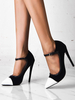 Damen Pumps High Heels Spitzschuh Farbblock Pfennigabsatz Schicke Schuhe Schwarz