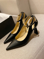 Damen Pumps Knöchelriemen spitzen Zehenbecher Absatz Chic Nude Obere Freizeitschuhe