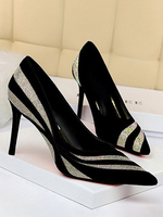 Damen Pumps mit spitzen Zehen Stiletto Absatz Strass Schicke schwarze Absätze