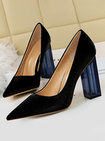 Damen Pumps mit spitzen Zehen Stiletto Heel Chic Black Chunky Pumps