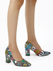 Damen Pumps Pointed Toe Snake Print Chunky Heel Python High Heel Schuhe