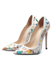 Damen Pumps Pointed Toe Stiletto Absatz High Heels Sexy White Flower Print Damen Pumps