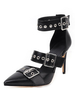 Damen Pumps Pointed Toe Stiletto Fersenschnalle Plus Size Black High Heels