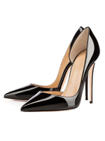 Damen Pumps Slip-On Spitz High Heels Pfennigabsatz Fashion Plus Size Schwarz