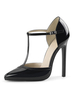 Damen Pumps Slip-On Spitze Zehen Stiletto Absatz Pailletten T-Riemen Sexy Vintage Schuhe