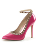 Damen Pumps Slip-On Spitze Zehen Stiletto Ferse Pailletten Knöchelriemen Sexy Vintage Schuhe Rose