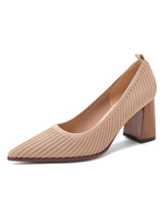 Damen Pumps Slip-On spitzen Zehen Farbblock Chunky Heel Retro Vintage Schuhe