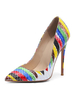 Damen Pumps Slip-On Spitzschuh Color Block Pfennigabsatz Chic Plus Size Weiß
