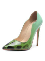 Damen Pumps spitzen Zehen Stiletto Absatz grün Damen High Heels Schuhe mit Leopardenmuster