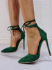 Damen Pumps Spitzschuh Stilettos Chic Grün Knöchelriemen Absätze