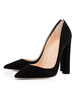Damen Pumps Wildleder Spitz Blockabsatz Sexy High Heels Schwarz