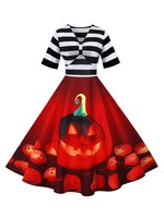 Damen Retro Kleid 1950er Jahre Red Christmas Pattern Kurzarm Rockabilly Kleid