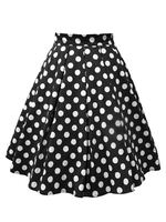 Damen Retro Rock Black Polka Dot Baumwolle Ausgestellt Herbst und Winter Vintage Rock