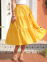 Damen Rock Gelb Polyester Wadenlang Sommer Herbst Und Winter Damen Unterteile
