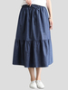 Damen Rock tiefblaue Schleifen Polyester Wadenlänge natürliche Taille Herbst und Winter Bottoms