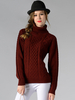 Damen Rollkragenpullover Langarm Strickpullover mit Zopfmuster