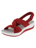 Damen Rote Flache Sandalen Schleifen Textil Chic Casual Sommer Sandalen