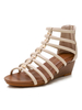 Damen Round Toe Wedge Heel Ecru White Gladiator Sandalen PU-Leder