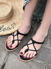 Damen Sandalen Chic Open Toe Schwarze flache Sandalen