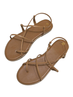 Damen Sandalen Flache Böhmische Sandalen Gladiator Kaffee Braun Flache Sandalen
