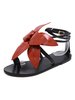 Damen Sandalen Flache Blumen Böhmische Sandalen Knöchelriemen Kastanienbraune Sandalen