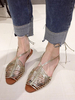 Damen Sandalen Flache Chic Golden Open Toe Blonde Sandalen