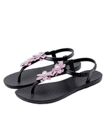 Damen Sandalen Flache Sandalen Blumen Strand Round Toe Deep Blue Sandalen