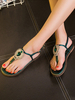Damen Sandalen Flache Strass Schicke Offene Zehen Grüne Flache Sandalen