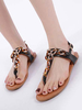 Damen Sandalen Flache Strass Schicke T-String Open Toe Schwarze Sandalen