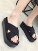 Damen Sandalen Hausschuhe Runde Zehen Sandalen Flatforms Schwarze Damen Sandalen