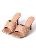 Damen Sandalen Heels Nude Plaid Muster Stiletto Heel Lederpantoffeln