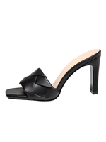 Damen Sandalen High Heels Schwarz gestrickte PU-Lederschuhe