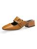Damen Sandalen Mikrofaser mit Metallic-Deko und Blockabsatz