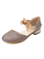 Damen Sandalen Puppy Heel Buckle Chic Slip-On Runde Zehen Plus Size Blond Sandalen