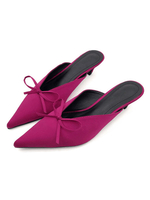 Damen Sandalen Satin mit Schleife und Kitten Heels