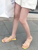 Damen Sandalen Schnalle Casual Sandalen Slip-On Open Toe White Pearl Flache Sandalen
