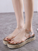 Damen Sandalen Transparente Gladiator Sandalen PU-Leder-geöffnete Zehe-Knöchel-Bügel-Frauen Sandalen