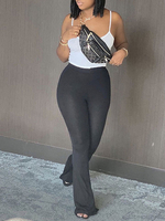 Damen Schlaghose Avocado Grün Polyester Unregelmäßige Hose mit erhöhter Taille