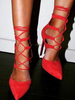Damen Schuhe Rot Spitz High Heels Nubuk Lace Up Sandale Schuhe